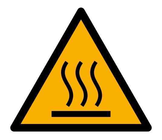Sticker Waarschuwing (geel) Heet Oppervlak - 150  mm